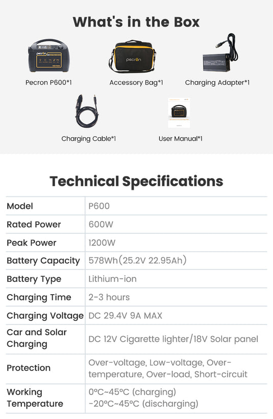 Pecron P600 technical specifications