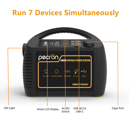 charge 7 devices at the same time with a Pecron P600